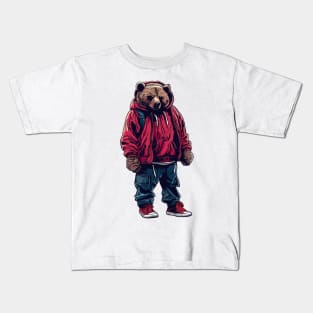 Bear wearing hip hop style Kids T-Shirt